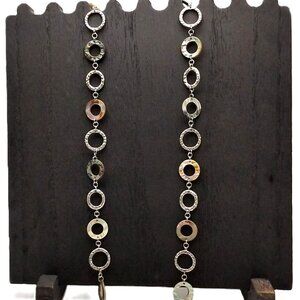 Long Lia Sophia Abalone and Silver-tone Loop Chain Necklace
